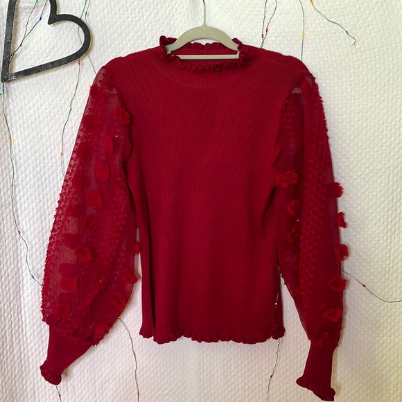 Almost Famous balloon sleeve body con with ruffle trim on neck wrist and waist - Picture 1 of 7